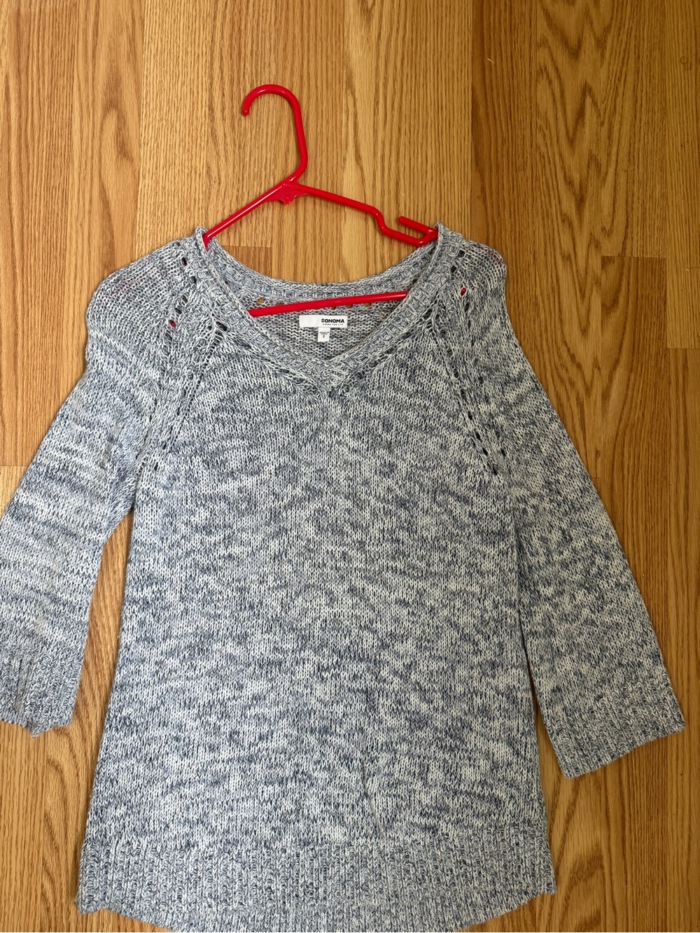 Sonoma Blue-Gray Heather V-Neck Sweater